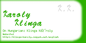 karoly klinga business card